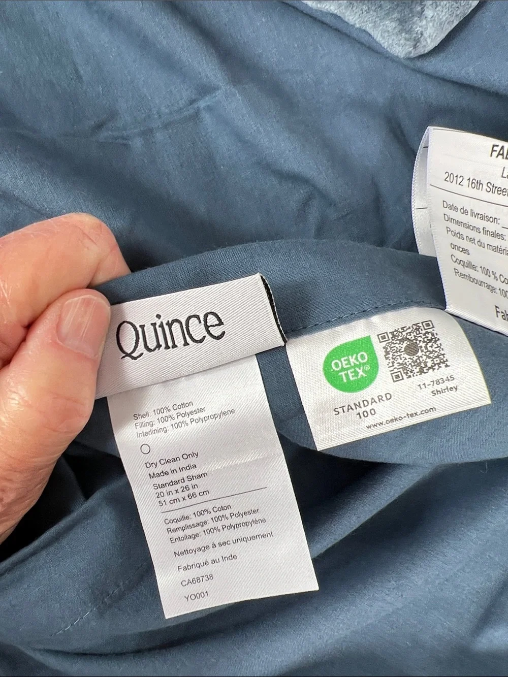 Quince Standard Shams Velvet Channel Glacier Like New